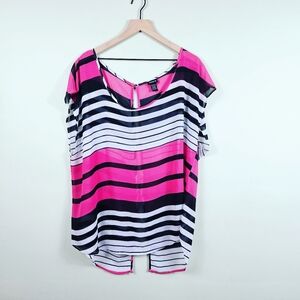 Torrid Chevron Sheer Top - Pink 1X